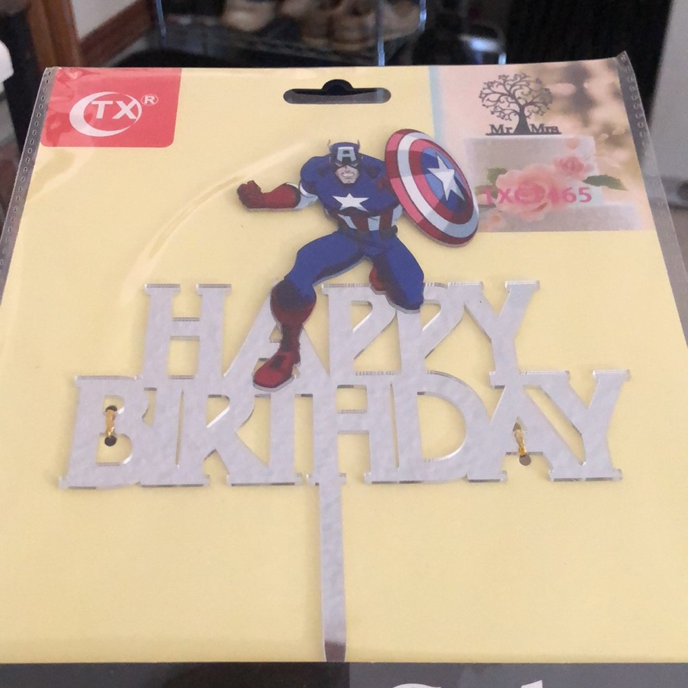 Captain American Acrylic Cake Topper